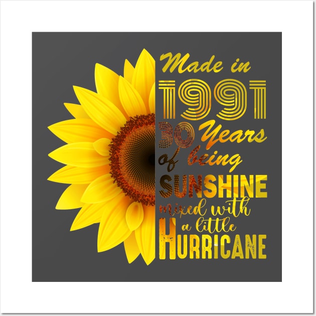 Vintage 1991 sunflower 30th Birthday Awesome Gift Wall Art by Salt88